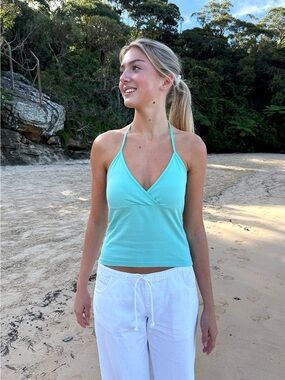 BRANDY MELVILLE NWT - Aqua Halter Wrap Tank Top